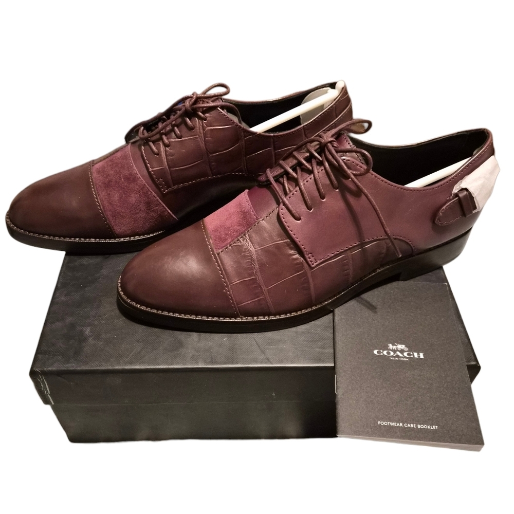 Coach Waverly Patchwork Oxfords Oxblood 5M New In Box